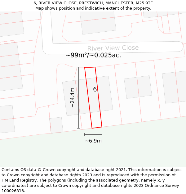 6, RIVER VIEW CLOSE, PRESTWICH, MANCHESTER, M25 9TE: Plot and title map