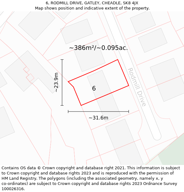 6, RODMILL DRIVE, GATLEY, CHEADLE, SK8 4JX: Plot and title map