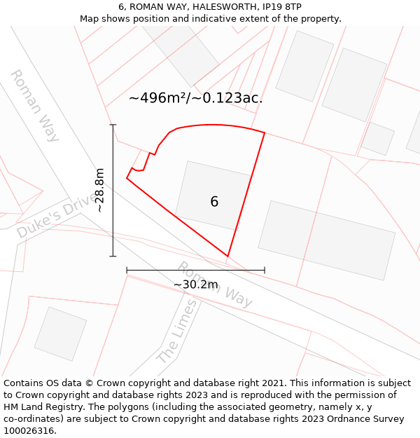 6, ROMAN WAY, HALESWORTH, IP19 8TP: Plot and title map