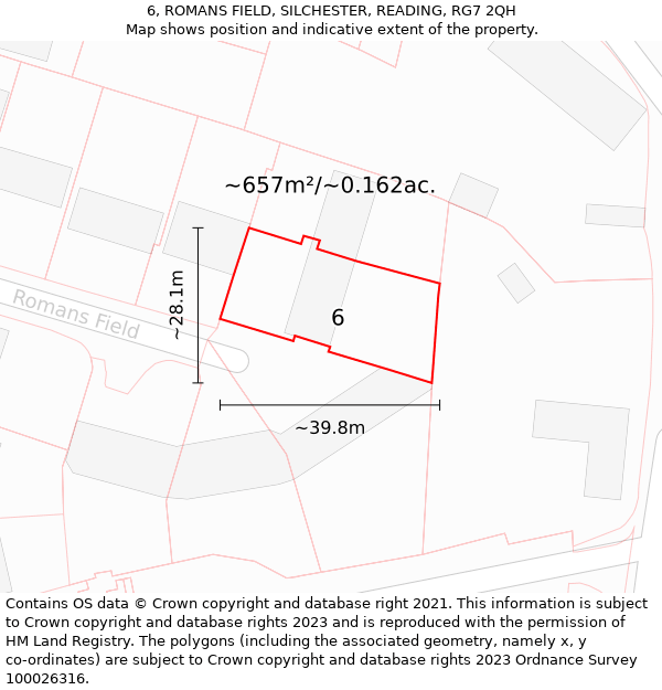 6, ROMANS FIELD, SILCHESTER, READING, RG7 2QH: Plot and title map