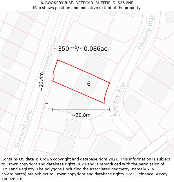 6, ROOKERY RISE, DEEPCAR, SHEFFIELD, S36 2NB: Plot and title map