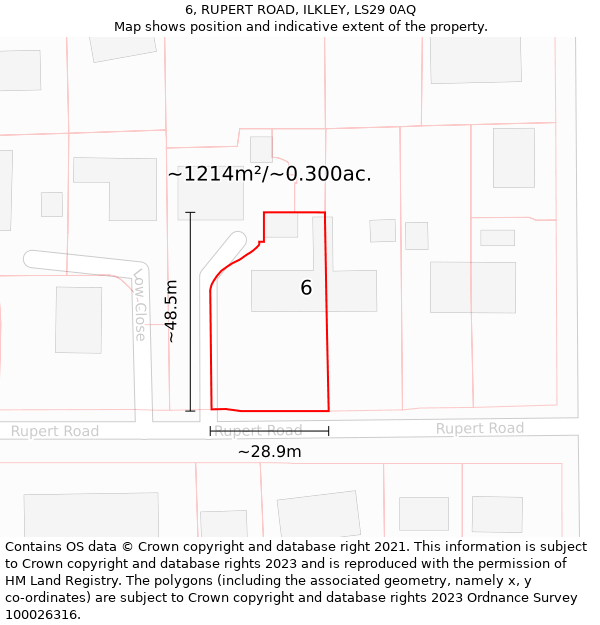 6, RUPERT ROAD, ILKLEY, LS29 0AQ: Plot and title map