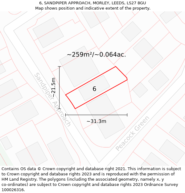 6, SANDPIPER APPROACH, MORLEY, LEEDS, LS27 8GU: Plot and title map