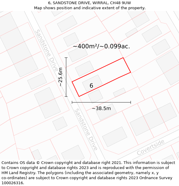 6, SANDSTONE DRIVE, WIRRAL, CH48 9UW: Plot and title map