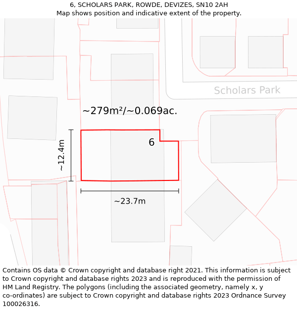 6, SCHOLARS PARK, ROWDE, DEVIZES, SN10 2AH: Plot and title map