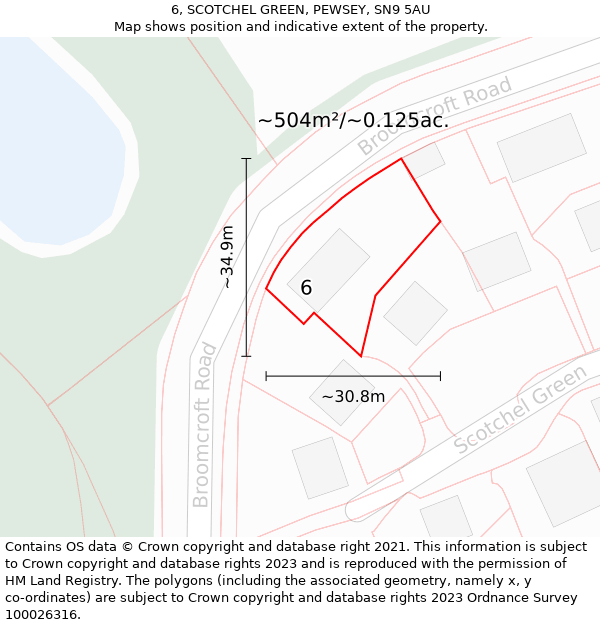 6, SCOTCHEL GREEN, PEWSEY, SN9 5AU: Plot and title map