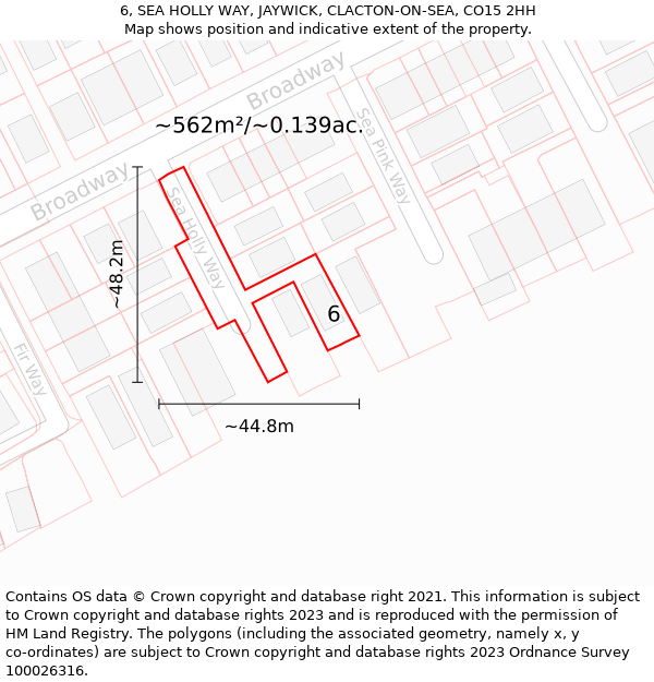 6, SEA HOLLY WAY, JAYWICK, CLACTON-ON-SEA, CO15 2HH: Plot and title map