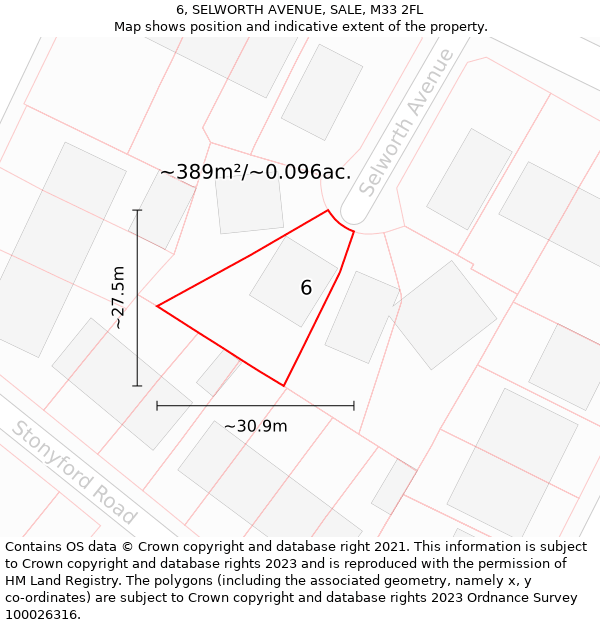 6, SELWORTH AVENUE, SALE, M33 2FL: Plot and title map