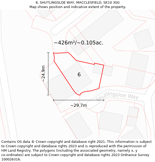 6, SHUTLINGSLOE WAY, MACCLESFIELD, SK10 3SG: Plot and title map