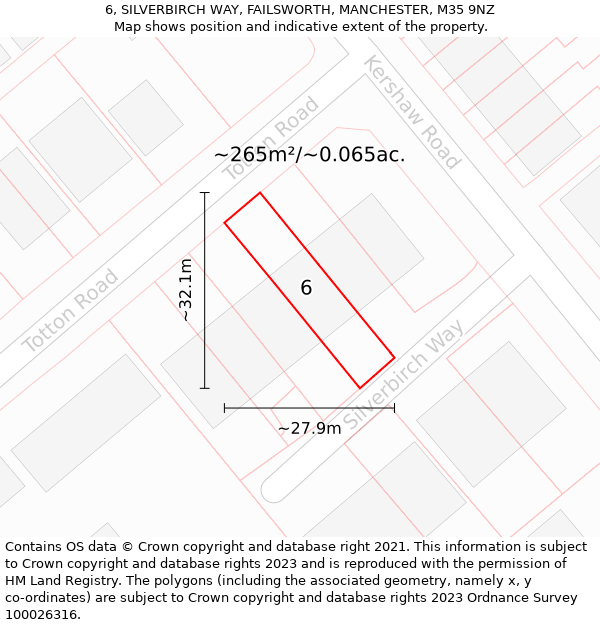 6, SILVERBIRCH WAY, FAILSWORTH, MANCHESTER, M35 9NZ: Plot and title map