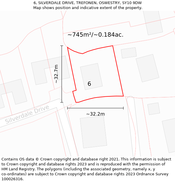 6, SILVERDALE DRIVE, TREFONEN, OSWESTRY, SY10 9DW: Plot and title map