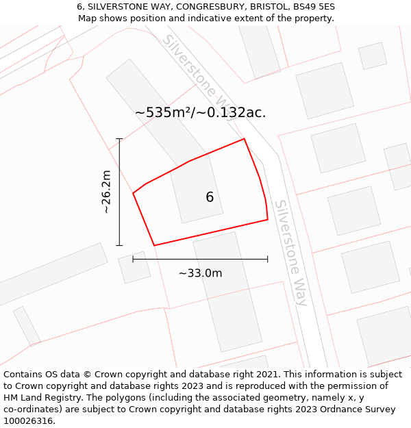 6, SILVERSTONE WAY, CONGRESBURY, BRISTOL, BS49 5ES: Plot and title map