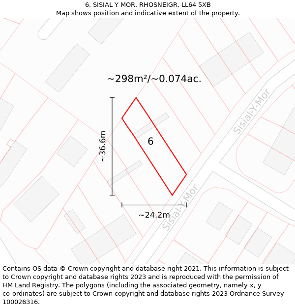 6, SISIAL Y MOR, RHOSNEIGR, LL64 5XB: Plot and title map