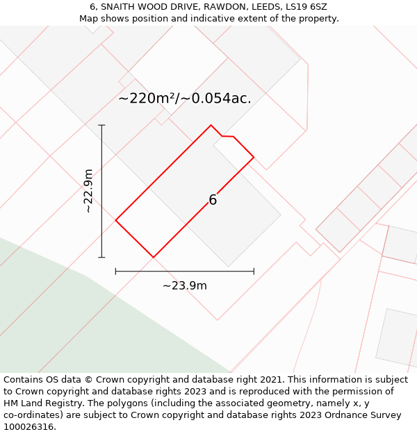 6, SNAITH WOOD DRIVE, RAWDON, LEEDS, LS19 6SZ: Plot and title map