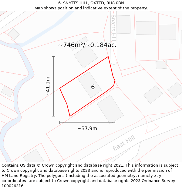 6, SNATTS HILL, OXTED, RH8 0BN: Plot and title map