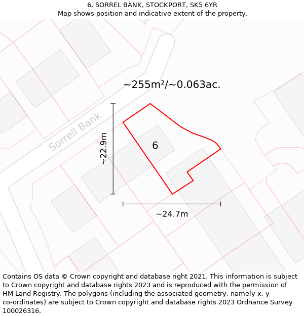 6, SORREL BANK, STOCKPORT, SK5 6YR: Plot and title map
