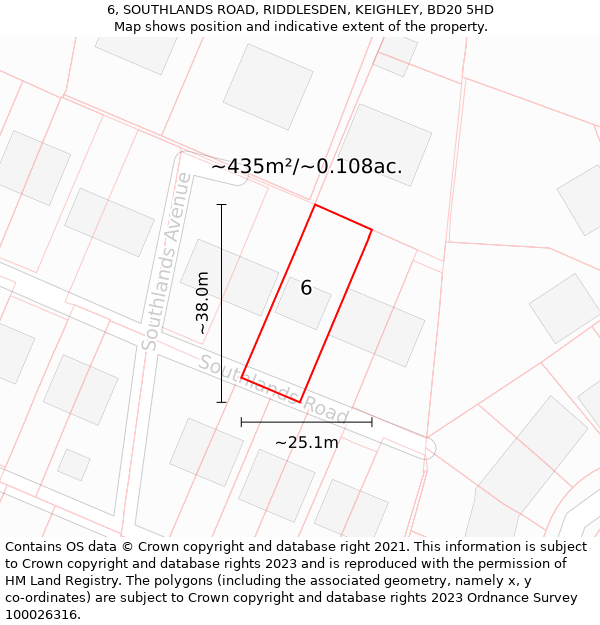 6, SOUTHLANDS ROAD, RIDDLESDEN, KEIGHLEY, BD20 5HD: Plot and title map