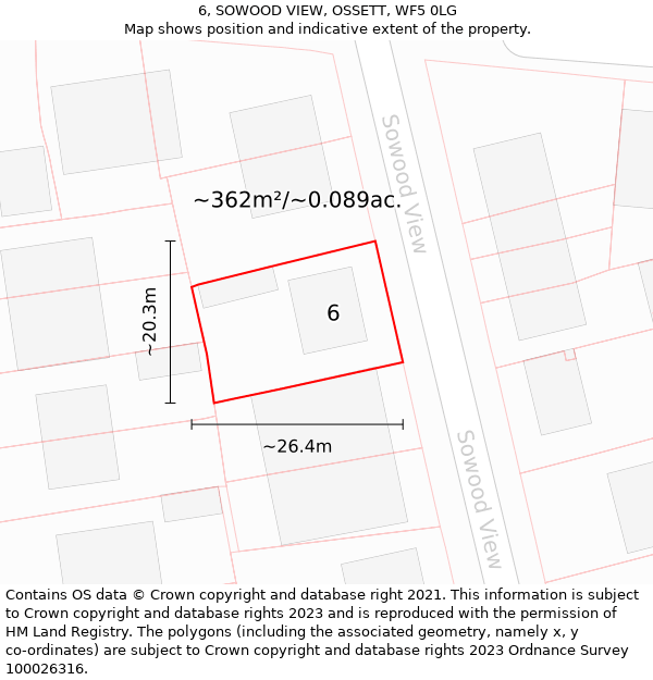 6, SOWOOD VIEW, OSSETT, WF5 0LG: Plot and title map