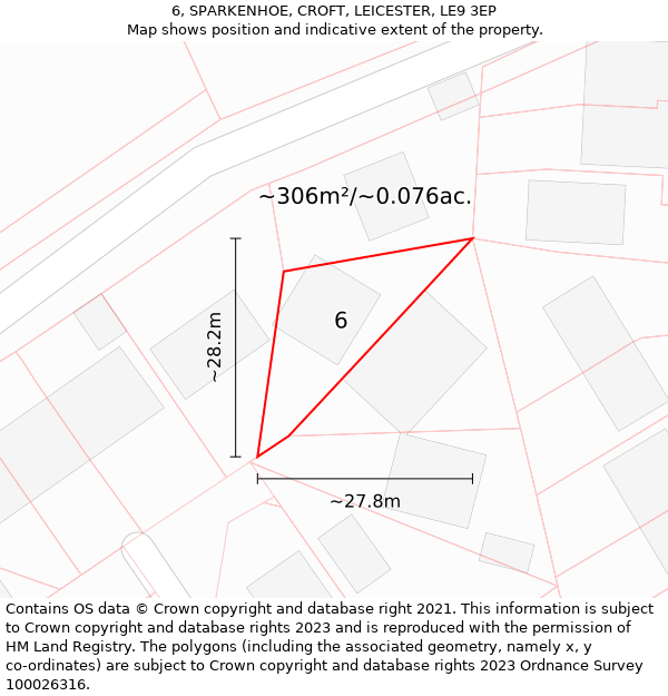 6, SPARKENHOE, CROFT, LEICESTER, LE9 3EP: Plot and title map