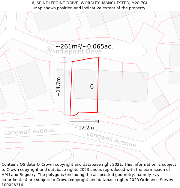 6, SPINDLEPOINT DRIVE, WORSLEY, MANCHESTER, M28 7GL: Plot and title map