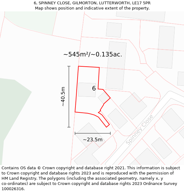 6, SPINNEY CLOSE, GILMORTON, LUTTERWORTH, LE17 5PR: Plot and title map