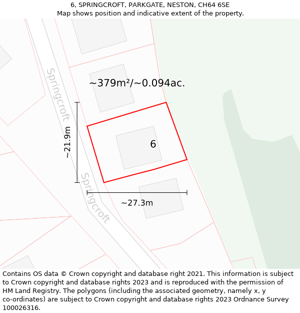 6, SPRINGCROFT, PARKGATE, NESTON, CH64 6SE: Plot and title map