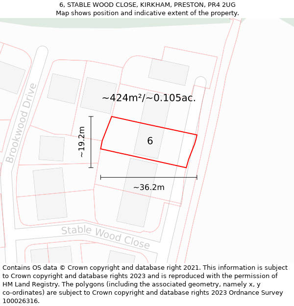 6, STABLE WOOD CLOSE, KIRKHAM, PRESTON, PR4 2UG: Plot and title map