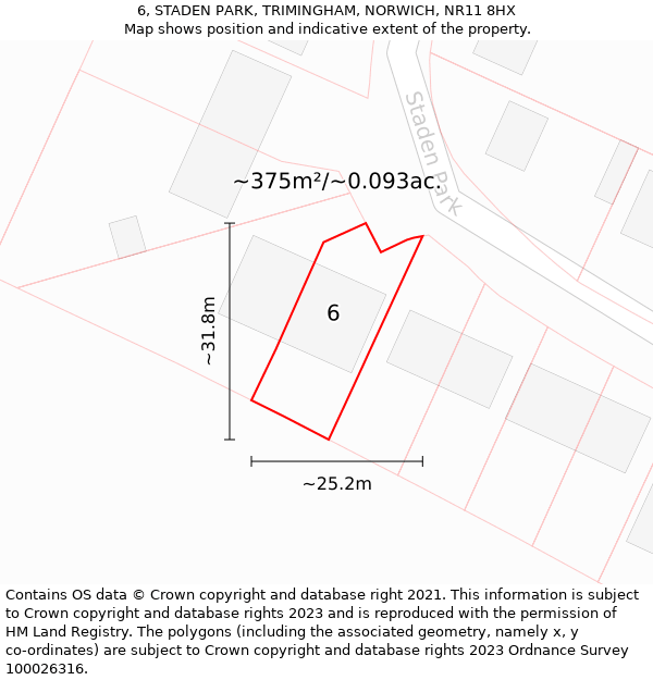 6, STADEN PARK, TRIMINGHAM, NORWICH, NR11 8HX: Plot and title map