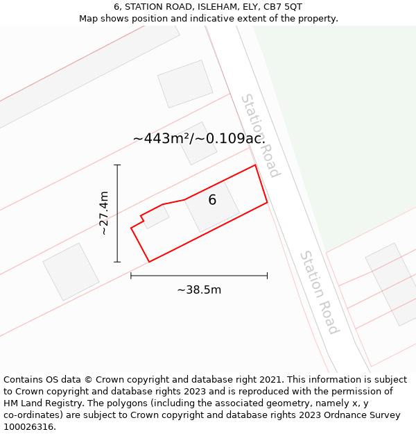 6, STATION ROAD, ISLEHAM, ELY, CB7 5QT: Plot and title map