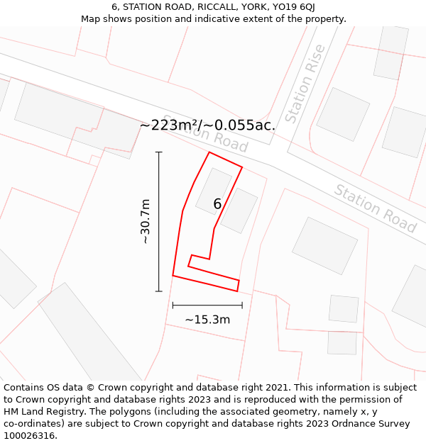 6, STATION ROAD, RICCALL, YORK, YO19 6QJ: Plot and title map