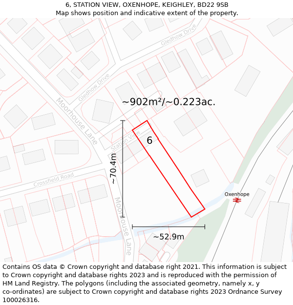 6, STATION VIEW, OXENHOPE, KEIGHLEY, BD22 9SB: Plot and title map