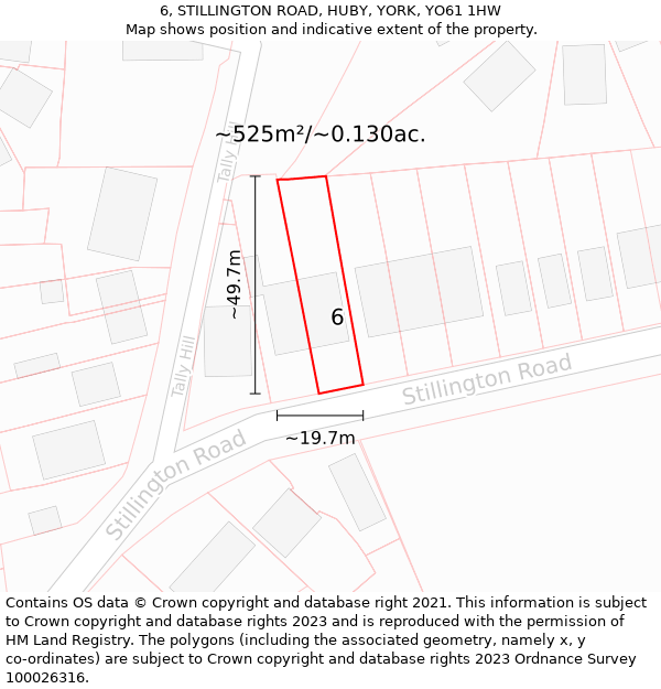 6, STILLINGTON ROAD, HUBY, YORK, YO61 1HW: Plot and title map