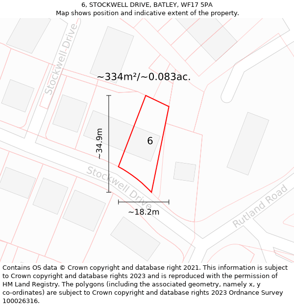 6, STOCKWELL DRIVE, BATLEY, WF17 5PA: Plot and title map