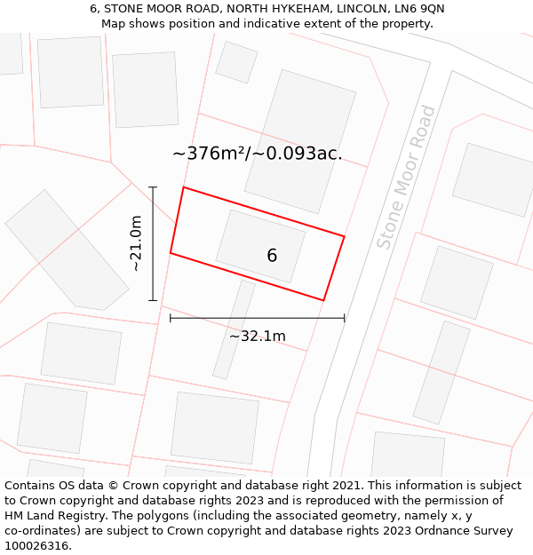 6, STONE MOOR ROAD, NORTH HYKEHAM, LINCOLN, LN6 9QN: Plot and title map