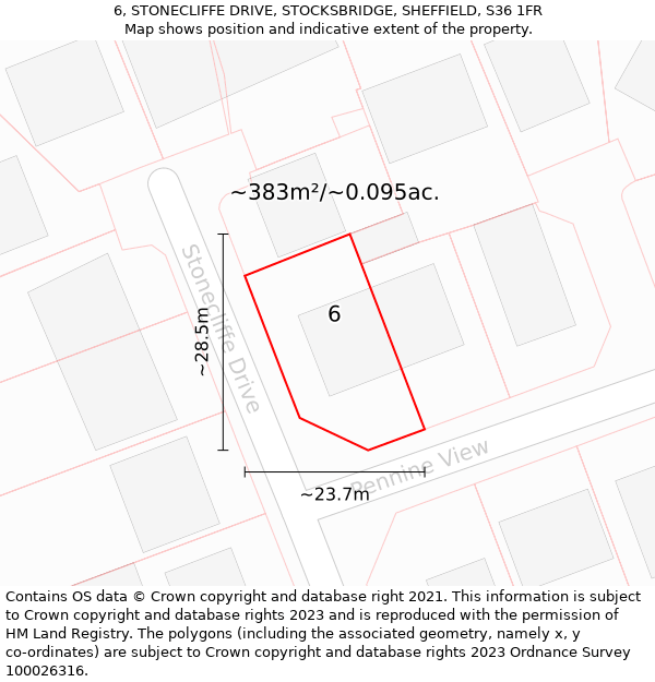 6, STONECLIFFE DRIVE, STOCKSBRIDGE, SHEFFIELD, S36 1FR: Plot and title map