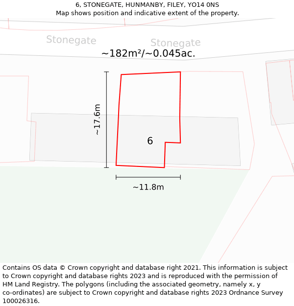 6, STONEGATE, HUNMANBY, FILEY, YO14 0NS: Plot and title map