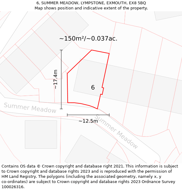 6, SUMMER MEADOW, LYMPSTONE, EXMOUTH, EX8 5BQ: Plot and title map