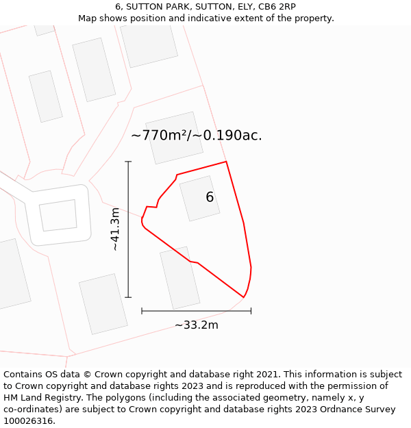 6, SUTTON PARK, SUTTON, ELY, CB6 2RP: Plot and title map