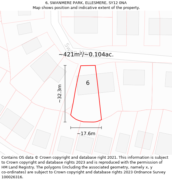 6, SWANMERE PARK, ELLESMERE, SY12 0NA: Plot and title map