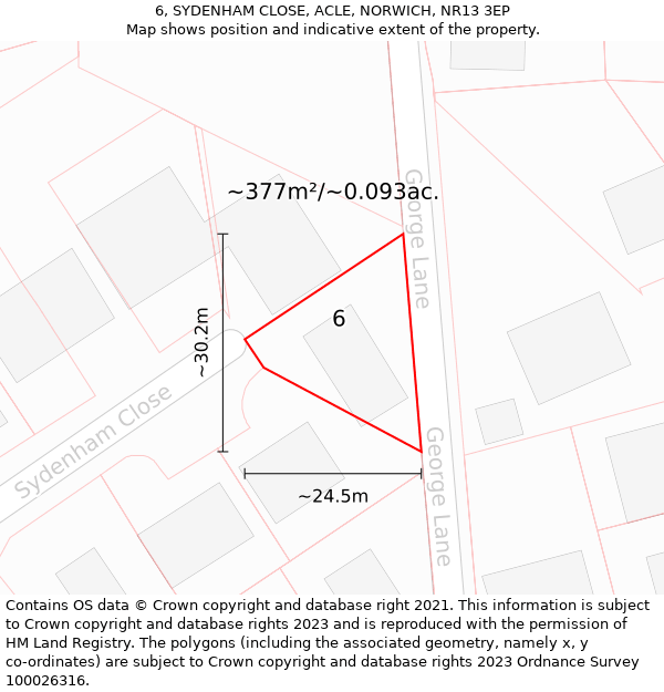 6, SYDENHAM CLOSE, ACLE, NORWICH, NR13 3EP: Plot and title map