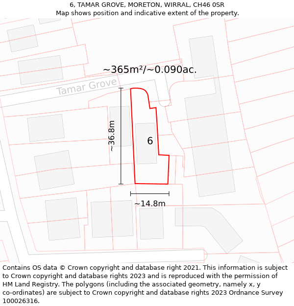 6, TAMAR GROVE, MORETON, WIRRAL, CH46 0SR: Plot and title map
