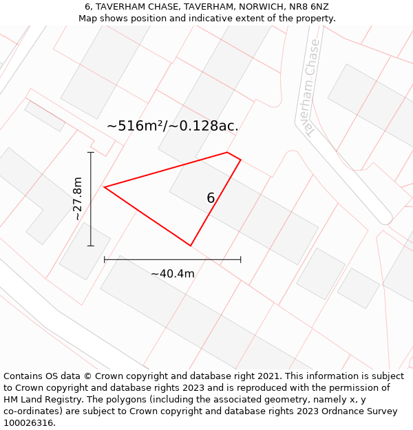 6, TAVERHAM CHASE, TAVERHAM, NORWICH, NR8 6NZ: Plot and title map