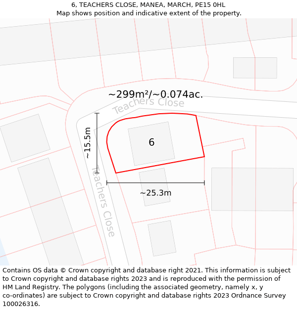 6, TEACHERS CLOSE, MANEA, MARCH, PE15 0HL: Plot and title map