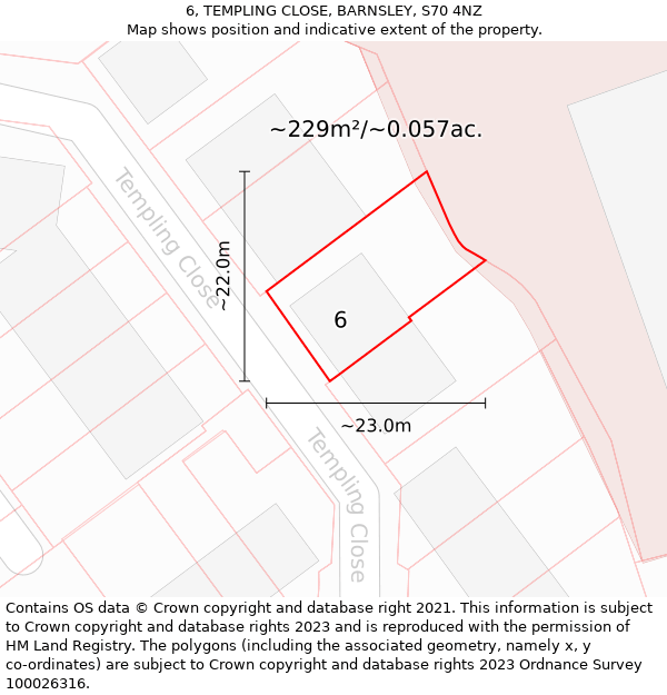 6, TEMPLING CLOSE, BARNSLEY, S70 4NZ: Plot and title map