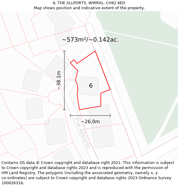 6, THE ALLPORTS, WIRRAL, CH62 6ED: Plot and title map