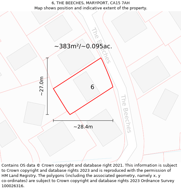 6, THE BEECHES, MARYPORT, CA15 7AH: Plot and title map