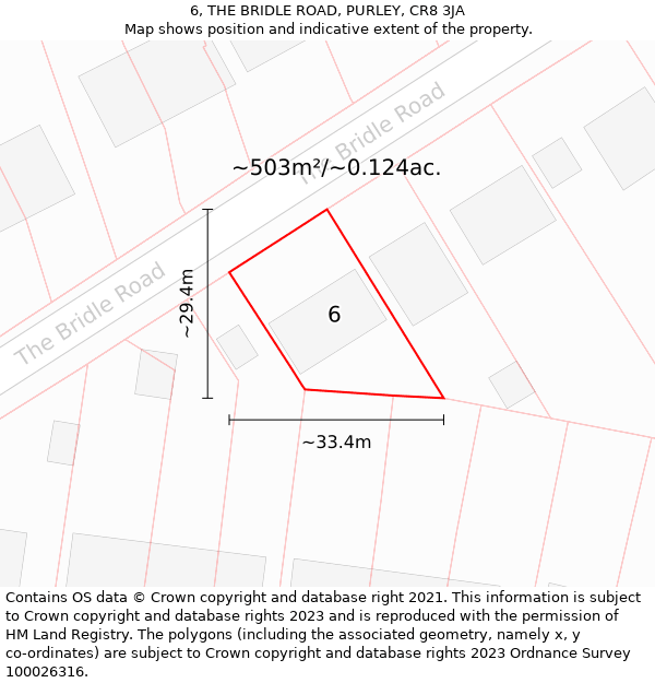 6, THE BRIDLE ROAD, PURLEY, CR8 3JA: Plot and title map