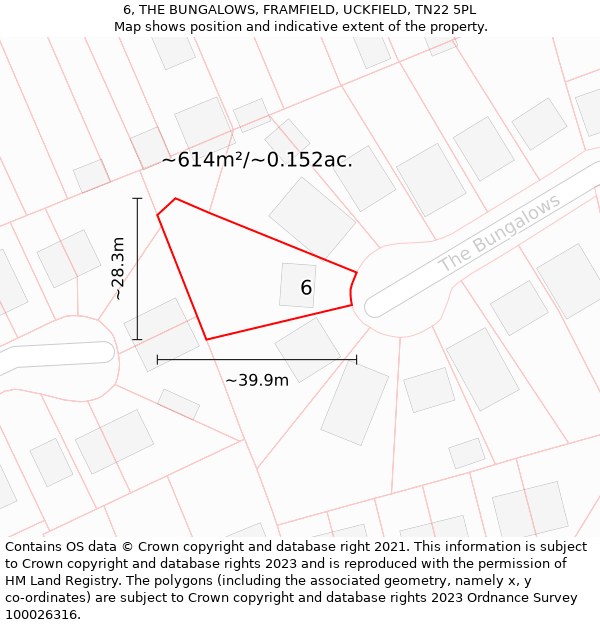 6, THE BUNGALOWS, FRAMFIELD, UCKFIELD, TN22 5PL: Plot and title map