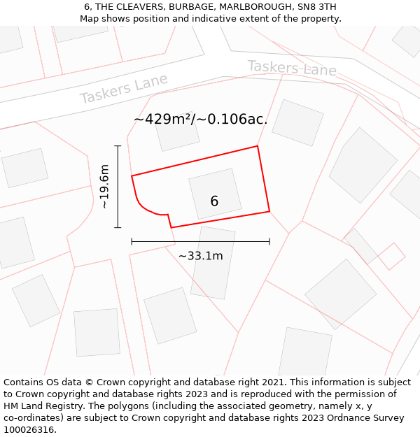 6, THE CLEAVERS, BURBAGE, MARLBOROUGH, SN8 3TH: Plot and title map