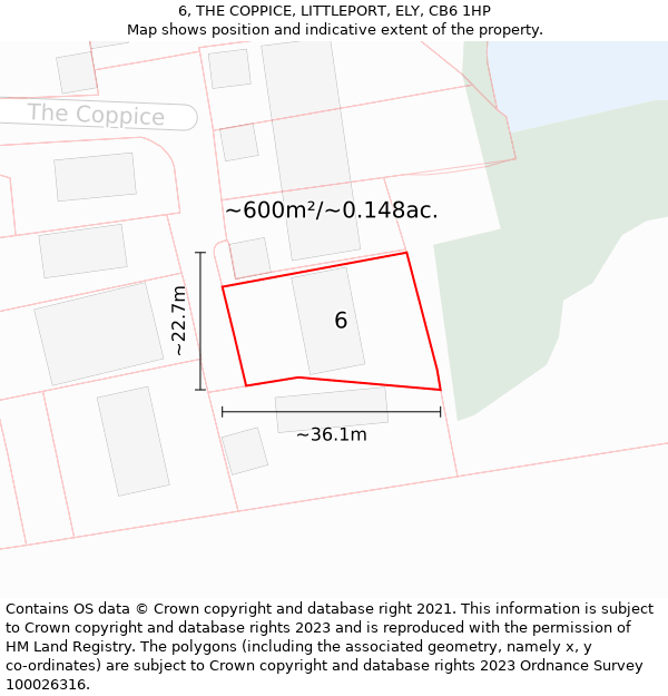 6, THE COPPICE, LITTLEPORT, ELY, CB6 1HP: Plot and title map